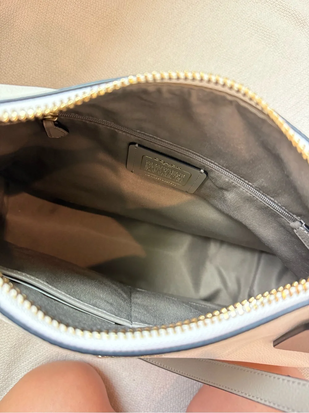 Coach Cream Pebble Leather Hobo + FREE Red Wallet